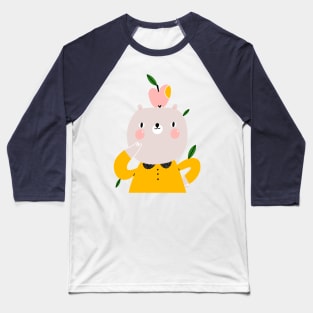 Cute cartoon bear with an apple Baseball T-Shirt